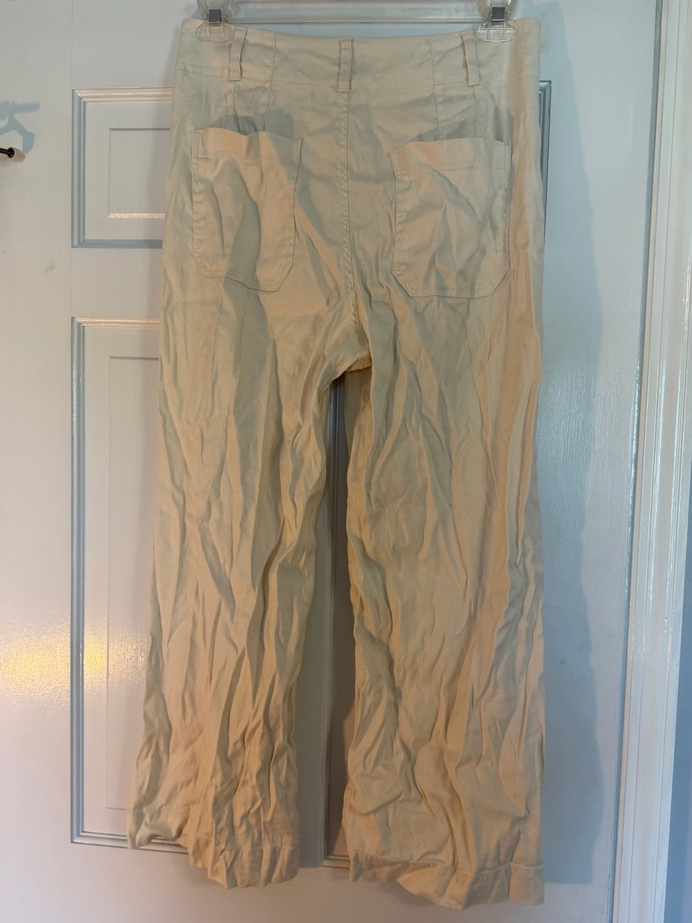 Anthropologie Maeve The Colette Linen Full Length Wide Leg Pants Cream - Picture 3 of 10